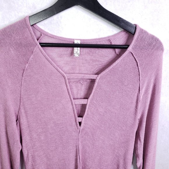 Free People Intimately L Lightweight Purple Knit Stretch Rayon Long Sleeve Shirt - Picture 6 of 9